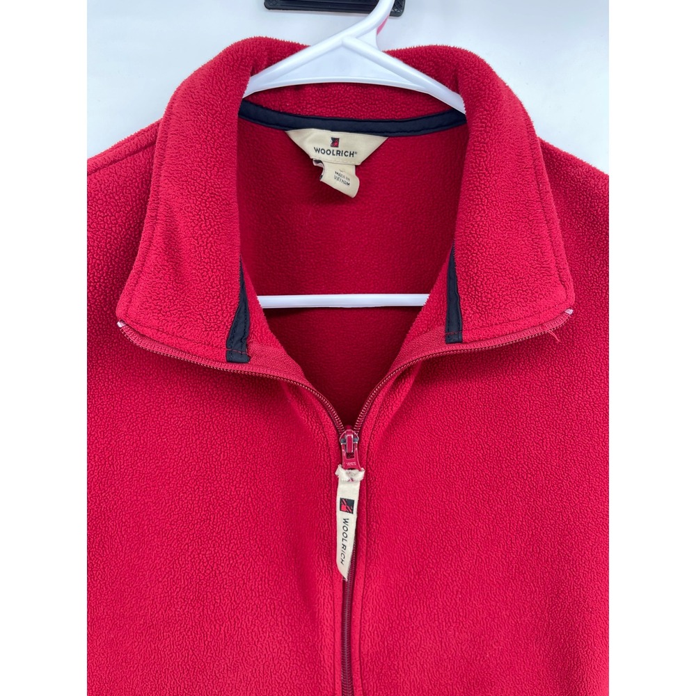 Woolrich Womens Red Fleece Full Zip Vest Jacket Large 18502 Outdoor Layering